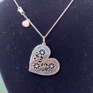 Gold Floral Heart Pendant Necklace